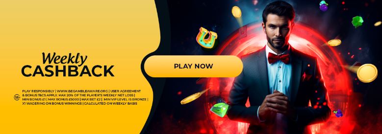 Receive weekly cashback on all your casino bets
